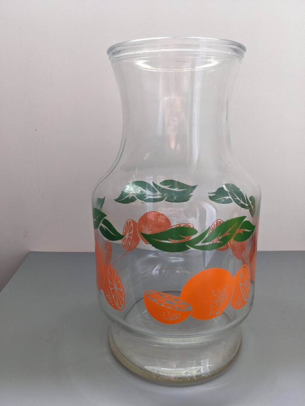 Anchor Hocking Citrus Print Glass Pitcher Vintage Orange Slice Kitchen Decor